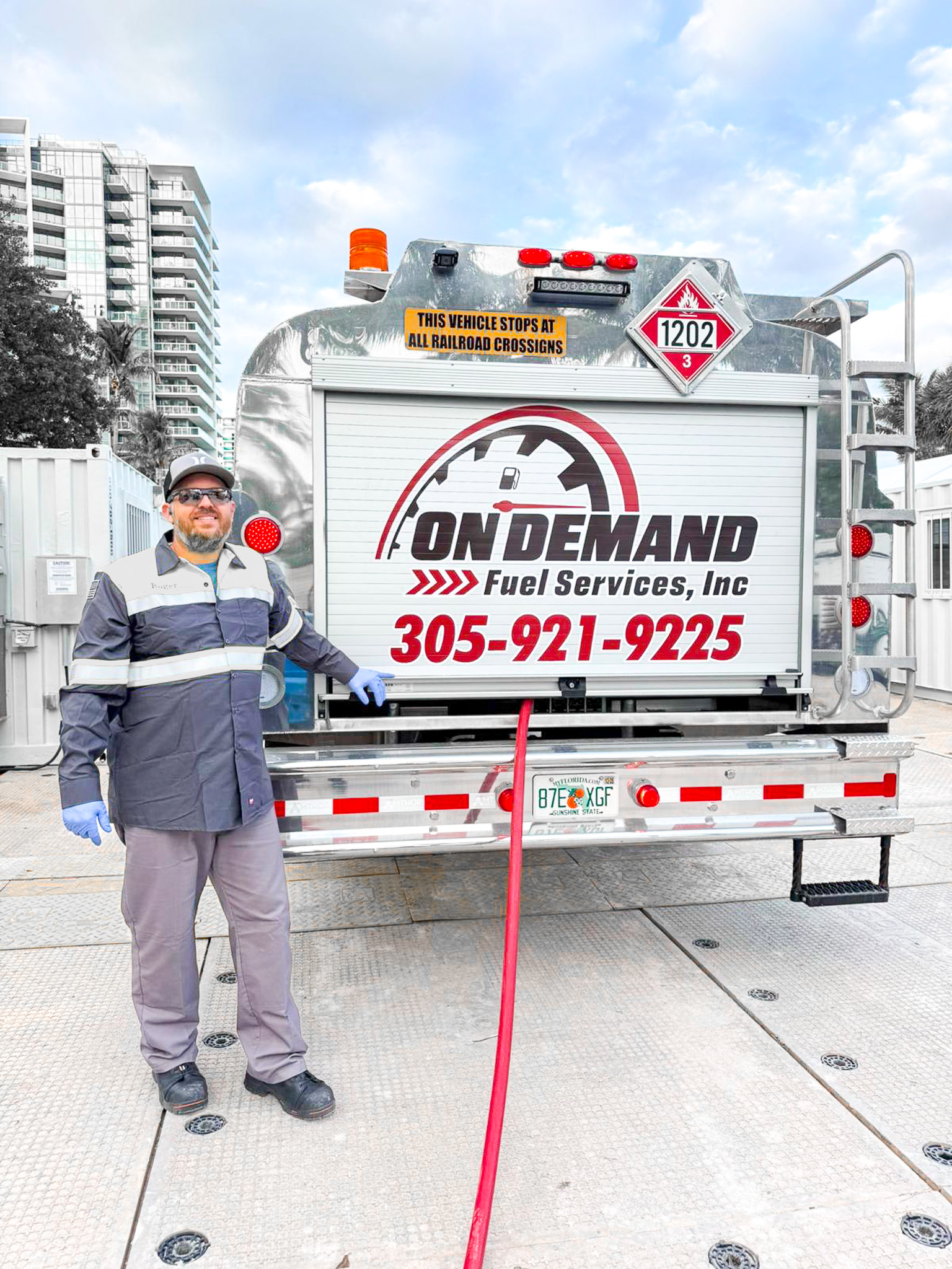 Generator being fueled on site