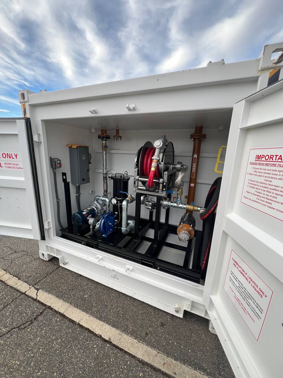 Interior view of fuel storage tank